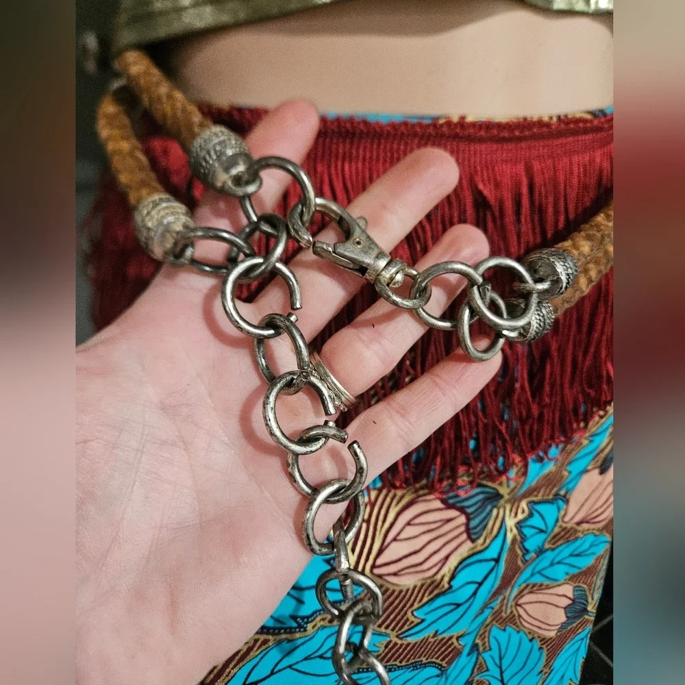 Vintage Made in Italy Braided Leather Medallion Belt – Artisan Statement Piece
